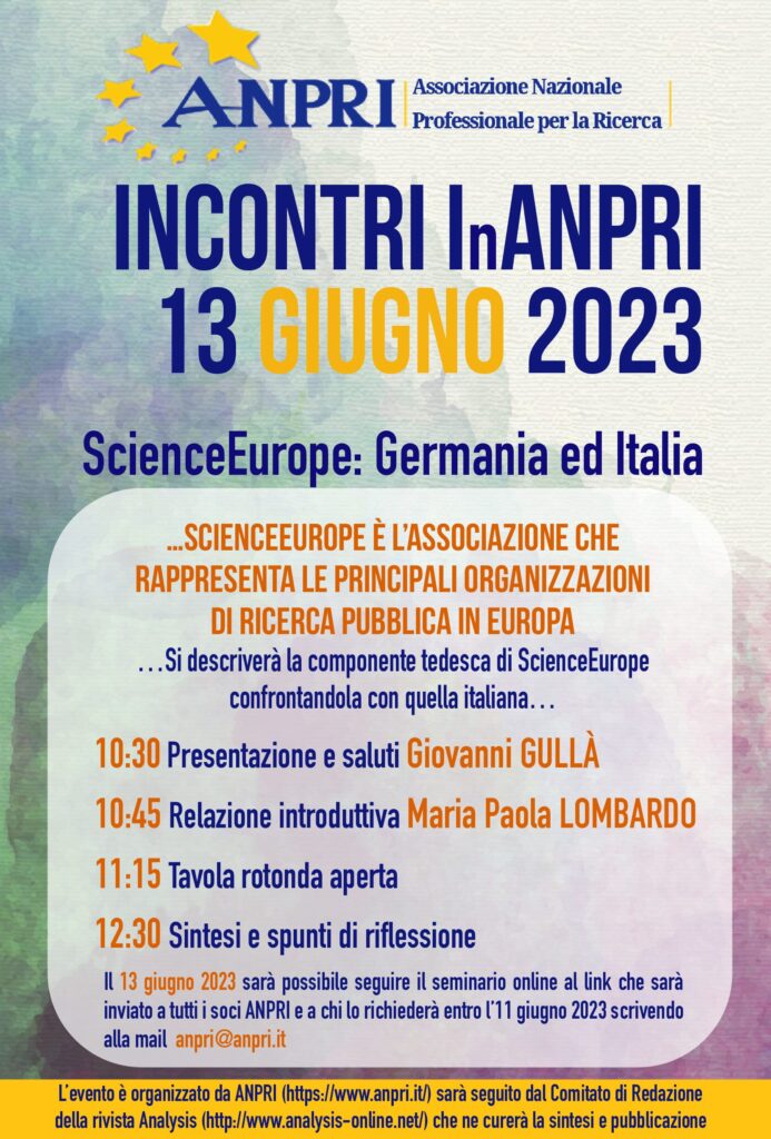 Incontri ANPRI 2023, Science Europe a confronto tra Germania e Italia